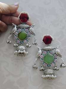 ต่างหูแบบห้อยทำจากหิน Monalisa ต่างหูแบบห้อยต่างหูสีเงินแบบอินเดียที่มีน้ำหนักเบาป้องกันการเสื่อมเสีย - Product Image 2