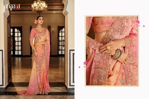 ส่าหรีผ้าไหมผ้าแจ็คการ์ดวิสคอสดีไซน์เนอร์พร้อมด้วยงานทอผ้าซารีที่สวยงามชุดสำหรับงานแต่งงานส่าหรี - Product Image 2