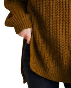 Custom <b>Brown</b> Turtleneck Knit Sweater For Women Winter Warm Soft Ribbed Pullover <b>Long</b> <b>Sleeve</b> Casual Loose Fit <b>Top</b> Fashion Wear - Product Image 5