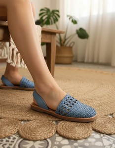 Women Genuine Leather Flat <b>Sandals</b> Handmade Woven Slip Slides Breathable Light Weight Anti-Slip Casual Solid Fashion Trend - Product Image 4