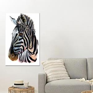 Art mural élégant en verre motif zèbre : Toile imprimée avec peinture animale, 1 toile enveloppée - Product Image 1