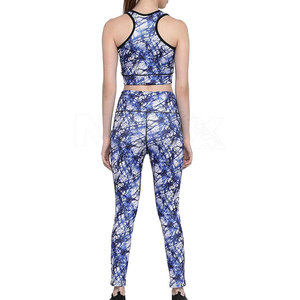 Ensemble de yoga respirant pour femmes, taille plus, 2 pièces, en spandex/polyester, vêtements de fitness, impression par sublimation personnalisée, faible MOQ - Product Image 3