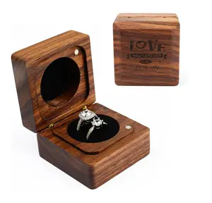 求婚和订婚婚礼戒指纸盒2槽木制戒指纸盒方形结婚枕头
