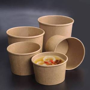 Top Selling Wholesales Biodegradable PE Lamination 1000CC Round Brown Kraft <b>Paper</b> <b>Bowl</b> 100% Compostable Customizable Printing - Product Image 2