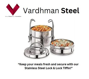 Whole Sale D-Mark Stainless Steel Round <b>Clip</b> Tiffin Box Dual Tier Portable Tiffin Carrier for Hotels & Restaurants Daily Meal - Product Image 2