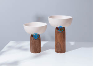 Wooden Round Cake Stand Perfect for <b>Ramadan</b> & Eid 2025 <b>Chocolate</b> Display Modern Wooden Pedestal Bowl - Product Image 3