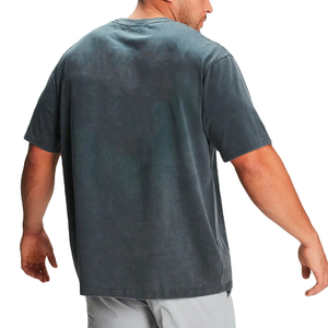 Camiseta de algodón 100% para hombre, camisetas en blanco con cuello redondo lavado con ácido estampado holgado, camiseta transpirable informal de alta calidad - Product Image 2