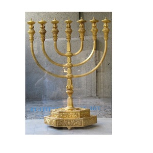 Último tema candelabro judío Hanukkah Menorah judía Judaica Israel Vintage latón Chanukah candelabro diseño nórdico - Product Image 3