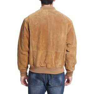 Chaqueta de invierno de estilo callejero para hombre, cuello levantado y tela de lona de cuero genuino negro cálido, abrigo de invierno teñido liso para caballero - Product Image 1