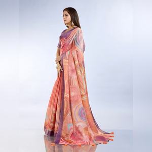 Exquisito Sari de Seda Anmol con Diseño Abstracto de Coral Lavanda GG-470, Solo para Fiestas, Compras al por Mayor, Celebraciones Étnicas, Sin Costuras - Product Image 2