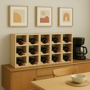 Natural Pine Wood Wine Rack – Handcrafted 3-Tier Wine <b>Bottle</b> Organizer with Aromatic <b>Diffuser</b> Stone Design - Product Image 4