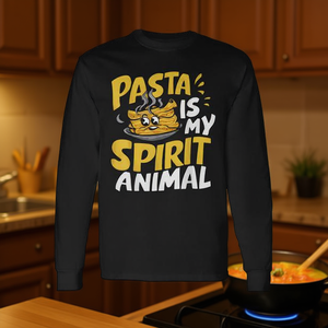 Camiseta de manga larga para fiesta temática de pasta, con la frase 'La pasta es mi animal espiritual', ropa promocional - Product Image 3