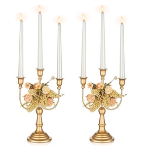 5 Arms Metal Candelabra With Gold Plating Finishing Round Base Elegant Design Top Quality for Home & Wedding Decoration - Product Image 3