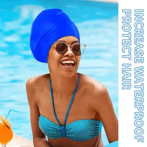 Gorros de natación personalizados de silicona para adultos, gorros de natación grandes de 120 gramos con logotipo para mujeres que nadan con pelo largo