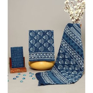 Conjunto de traje de algodón con estampado de bloques y dupatta para mujer - Product Image 1