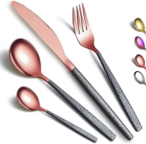 Ensemble de couverts à poignée en acier inoxydable de qualité supérieure, ensemble de couverts avec cuillère à thé, cuillère de table, fourchette de table et couteau noir - Product Image 4