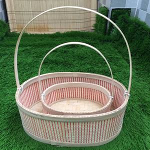 ตะกร้าไม้ไผ่อเนกประสงค์พร้อมที่จับตะกร้าใส่ดอกไม้สไตล์หรูหราสำหรับจัดเก็บหรือเป็นของขวัญ - Product Image 2