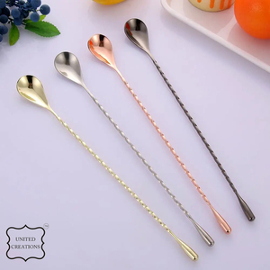 Cuchara agitadora de cóctel de acero inoxidable colorida de alta calidad con material de metal de mango largo - Product Image 3
