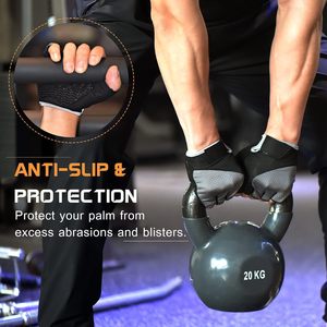 <b>Half</b> Finger Gym Gloves Mesh Breathable Non <b>Slip</b> Fitness Workout Training Unisex Black Gray - Product Image 6