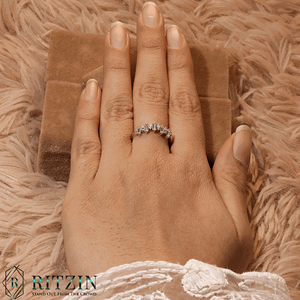 Alliance demi-éternité en diamant taille baguette et ronde pour femme - Product Image 4