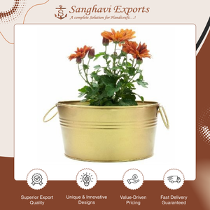 New Arrival Best Quality Classic Home & Garden Decor Handcrafted Vintage Oval <b>Metal</b> Powder Coating Flower <b>Tub</b> for Sale - Product Image 3