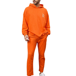Ensemble de survêtement unisexe personnalisé 2025 en molleton respirant imprimé 100 % coton, coupe oversize, à capuche, motif uni, pour l'hiver, jogging, deux pièces - Product Image 1