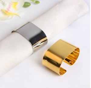 Prix de gros des porte-serviettes en métal de couleur or pour le décor de la table du dîner de mariage anneaux de serviette en forme de feuille - Product Image 4