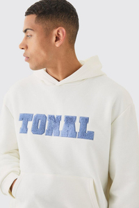 Vente en gros de chenille brodé sur mesure Sweats à capuche surdimensionnés à épaules tombantes 100% coton teint uni hiver pour hommes - Product Image 3