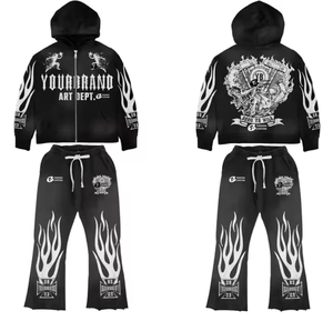 Survêtement personnalisé délavé à l'acide pour hommes ensemble de jogging à capuche zippé lourd GSM survêtement pour hommes ensemble de jogging à capuche en coton délavé à l'acide - Product Image 4