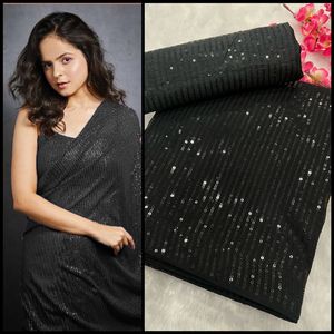 Bollywood Latest Arrival Heavy Georgette <b>Fabric</b> Wedding Wear Saree with blouse Sequin Work on Saree in India at Low Price Women - Product Image 3