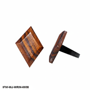 Geometric Wood <b>Ring</b> Handcrafted Rhombus Wooden <b>Statement</b> <b>Ring</b> Natural Grain Inlay Jewelry <b>for</b> Men & <b>Women</b> - Product Image 1