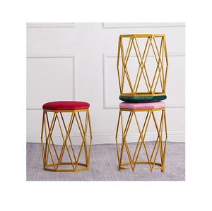 Maison luxe marchepied meubles de salon chaises en métal doré velours métal pieds pouf tabourets pouf - Product Image 1