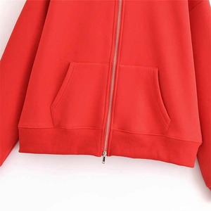 Sudadera con capucha de cuello alto pesado de alta calidad con cremallera y cuello corto para mujer, personalizable, buen fabricante - Product Image 6