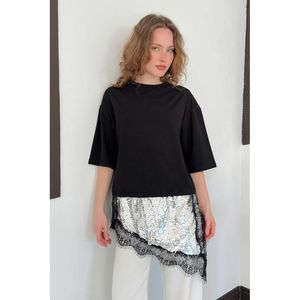 D 3064 LACE DETAIL <b>T</b>-<b>SHIRT</b> - Product Image 1
