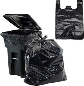 Venta al por mayor de diseño personalizado OXO + PLA biodegradable reciclable negro camisetas bolsas de compras para supermercado - Product Image 1