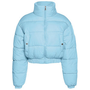 Chaqueta de invierno acolchada recortada de talla grande personalizada para mujer, decoración de botones impermeable y cálida de poliéster, venta al por mayor - Product Image 1