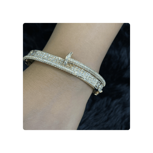 Pulsera de uñas de diamantes hecha en oro amarillo natural de 14kt en diamantes de 9,50 quilates, joyería de lujo para mujer, joyería de moda - Product Image 4