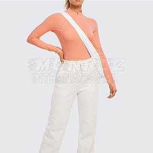 Chemises de compression à manches longues pour femmes, vente en gros, demi-fermeture éclair, séchage rapide, écologiques, respirantes, en spandex et coton, coupe ajustée, pour l'entraînement - Product Image 4