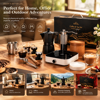 Cafetière italienne, ensemble Moka Pot, accessoires pour café, thé et expresso, tasses en verre