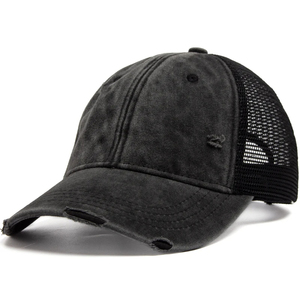 Gorra de béisbol desgastada con lavado ácido unisex, gorra de mezclilla informal ajustable Vintage para deportes al aire libre para uso diario, apropiada para la playa - Product Image 1