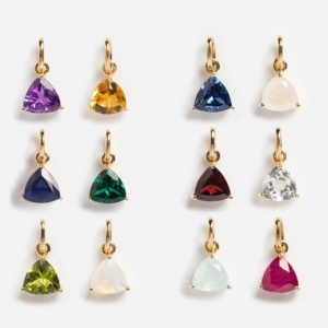 Faceted Garnet <b>Pendant</b> Charm in 925 Sterling Silver Gold Plated Prong Setting, Triangle Cut January <b>Birthstone</b> Jewelry for Women - Product Image 2