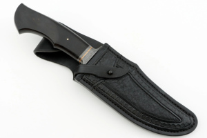 Custom Handmade San Mai Damascus Steel <b>Feather</b> Pattern Blade <b>Black</b> Wood Handle Hunting Bowie Knife Camping Knife Outdoor Knives - Product Image 6