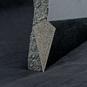 Pendentif en argent massif 925 diamant oxydé fait à la main, bijoux 25x60 MM, cadeau pour elle - Product Image 6