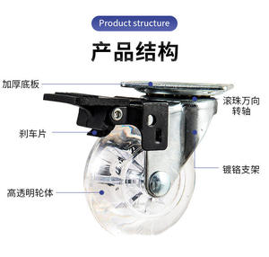 Modern Light Duty 1.5/2/3 Inch Office Chair Swivel Transparent PU <b>Caster</b> <b>Wheel</b> with Brake Top Plate for Kitchen/School Use - Product Image 5