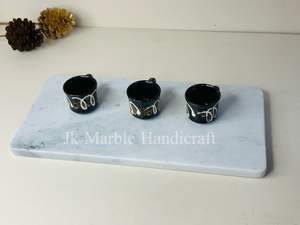 Bandeja de servicio de mármol blanco natural hecha a mano más vendida, técnica de piedra pulida para servicio de habitaciones, servicio de comida, venta al por mayor - Product Image 2