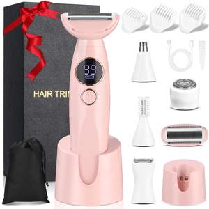 Rasoir Électrique Rechargeable USB 5-en-1 pour Femme Rose, Tondeuse Bikini Intime, Rasoir Rotatif Humide/Sec, Lames Remplaçables Lavables - Product Image 3