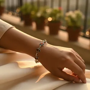 Pulsera de Cadena de Plata 925 con Granate, Engaste en Bisel, Estilo Clásico, Unisex, para Uso Diario - Product Image 3