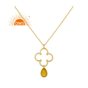 Collier pendentif tendance 2026 en argent sterling avec pierre précieuse naturelle calcédoine jaune pour femme - Fabricant de bijoux - Product Image 4