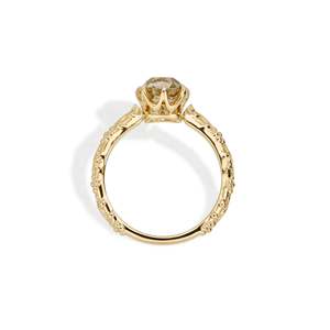 Anillo Posh Old Mine Cushion Champagne con diamante cultivado en laboratorio de 1.66 ct, color marrón claro elegante VS2, en oro amarillo de 14K, elección exclusiva de boutique. - Product Image 3