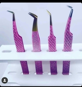 Pinzas para pestañas de acero inoxidable de calidad fina, pinzas para pestañas rectas y curvas, suministros para extensiones de pestañas - Product Image 2